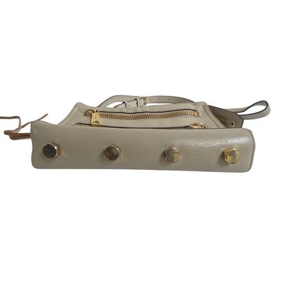 Rebecca Minkoff Mini Leather Moto 3 Zip Crossbody Stud Clutch in Putty - Picture 16 of 16